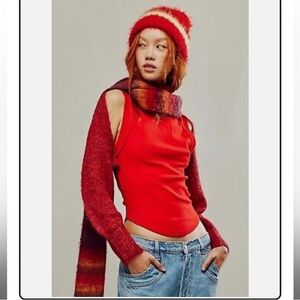 Free People Prima Donna Knit Bolero Red NEW